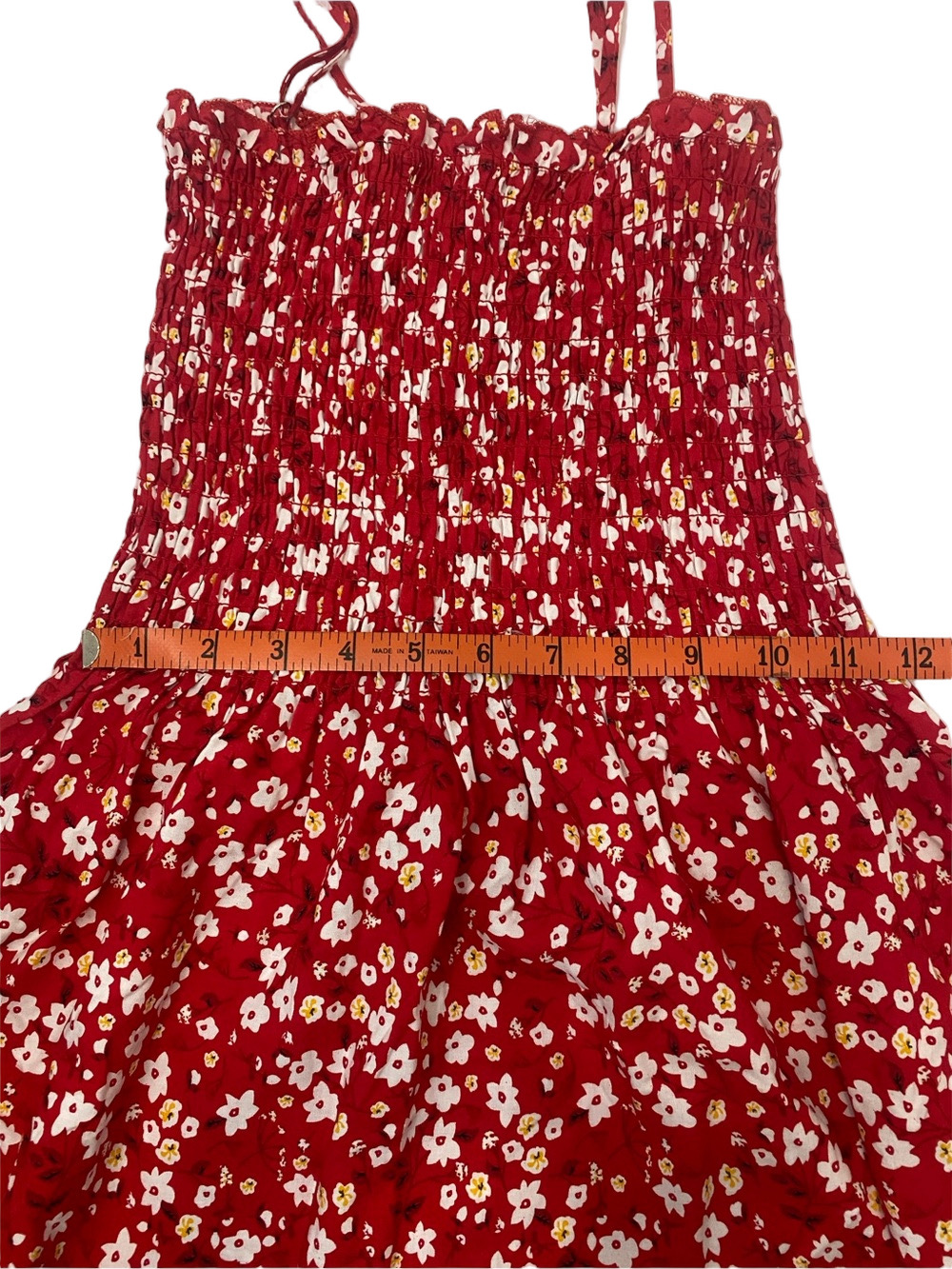 Muse Red Floral Smocked Mini Dress - Picture 7 of 8